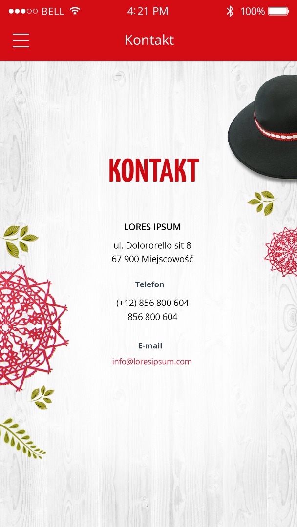 Skarby Górali - screen kontakt